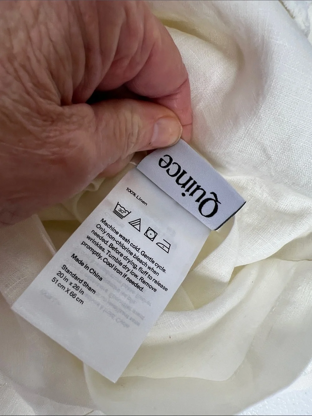 Quince European Linen Full/Queen Double Flange Duvet Cover Set Ivory LIke New